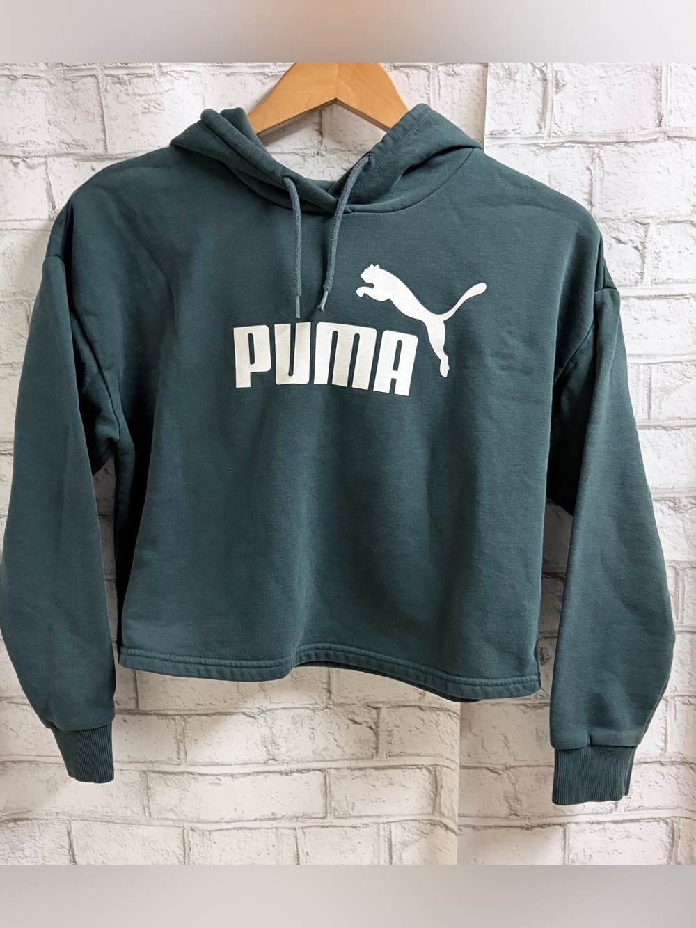 Puma Forest Green Cropped Hoodie XS